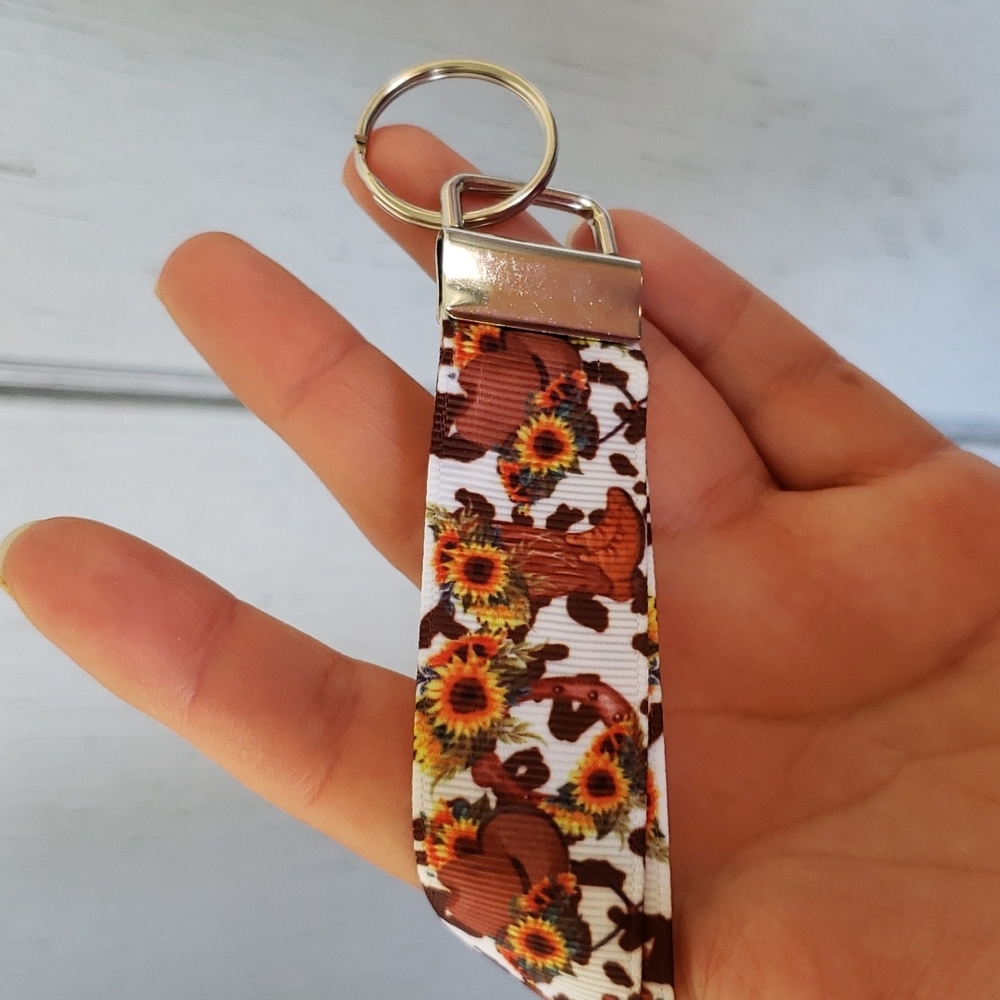 Sunflower Cowgirl Key Holder Lanyard Horseshoe Cowgirl Hat Cowgirl Boots